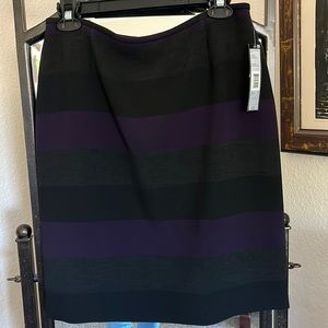 Tahari Arthur S Levine Sz8 lined pencil skirt striped blk,gray,purp NWT 💜🖤🩶
